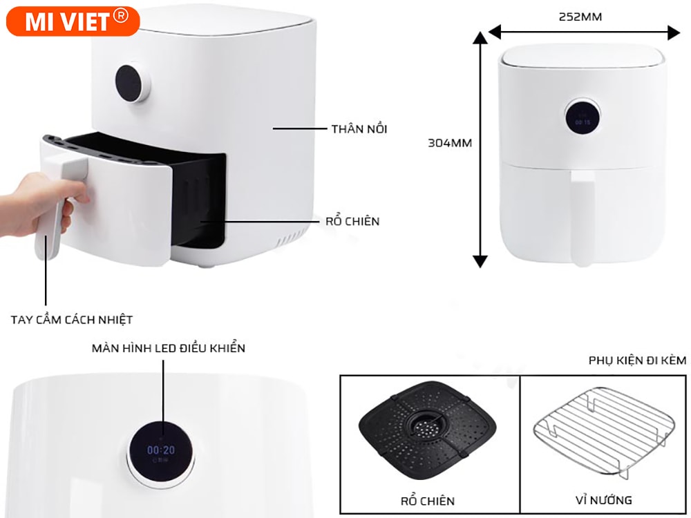 Nồi chiên không dầu Xiaomi Mi Smart Air Fryer 3.5L (Trắng) Bộ sản phẩm Xiaomi Mi Smart Air Fryer 3.5L