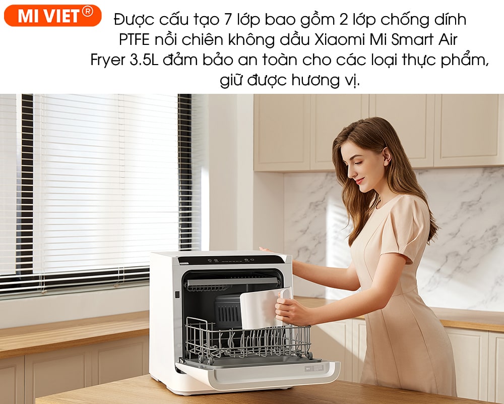Nồi chiên không dầu Xiaomi Mi Smart Air Fryer 3.5L (Trắng) Chất liệu cao cấp dễ dàng vệ sinh