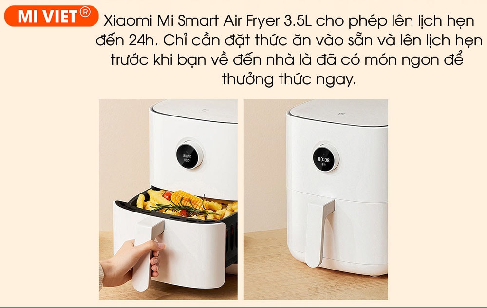 Nồi chiên không dầu Xiaomi Mi Smart Air Fryer 3.5L (Trắng) Hẹn giờ làm chín thực phẩm lên đến 24h