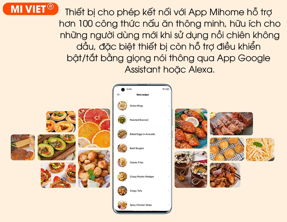Nồi chiên không dầu Xiaomi Mi Smart Air Fryer 3.5L (Trắng) Hỗ trợ kết nối app, điều khiển bằng giọng nói