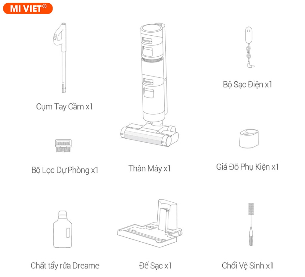 Bộ sản phẩm máy hút bụi lau nhà cầm tay Xiaomi Dreame H11