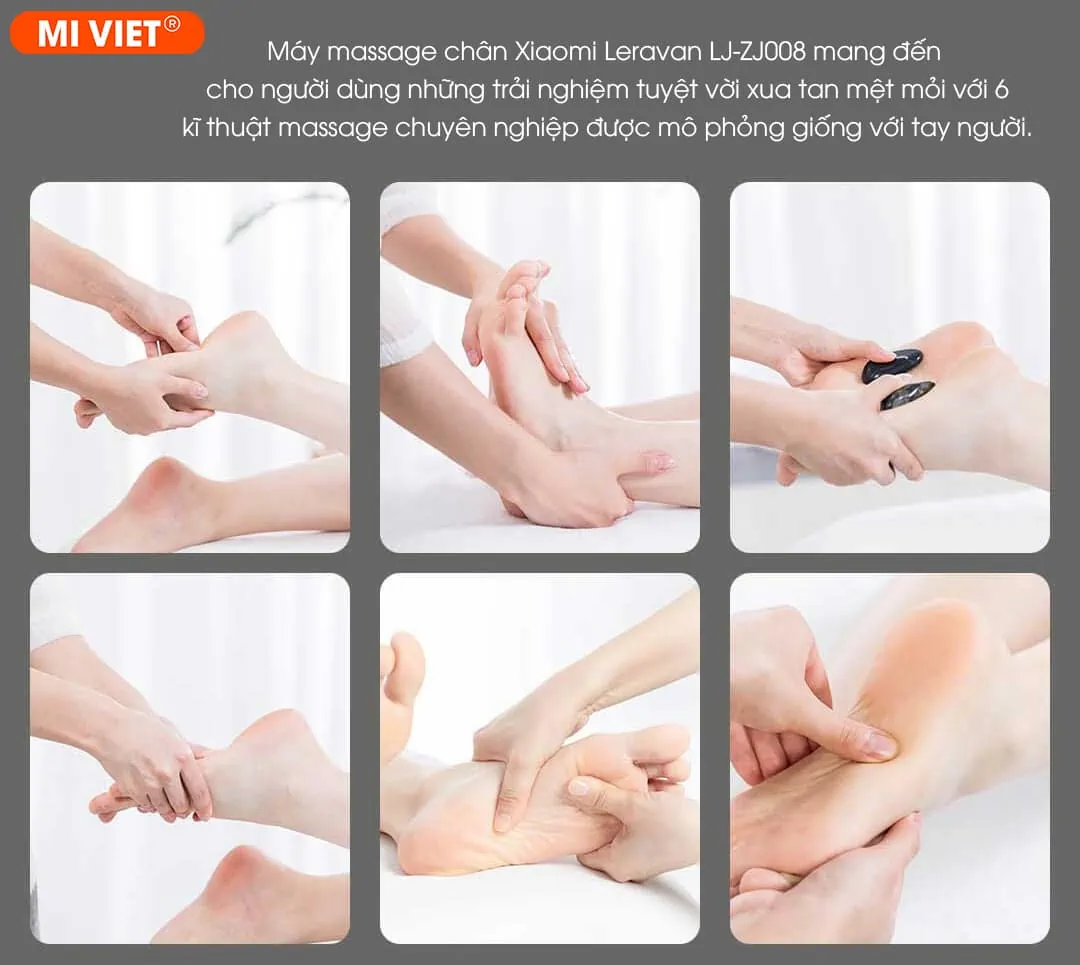 Máy massage chân bấm huyệt Xiaomi Leravan LJ-ZJ008 - Chính Hãng Mô phỏng massage giống với tay người
