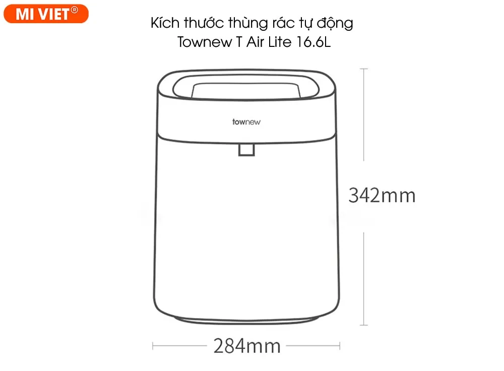 Kích thước thùng Rác Tự Động Townew T Air Lite 16.6L