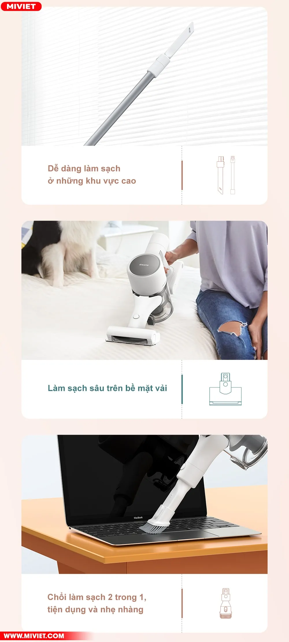 Đa dạng đầu hút, dọn dẹp không gian một cách toàn diện