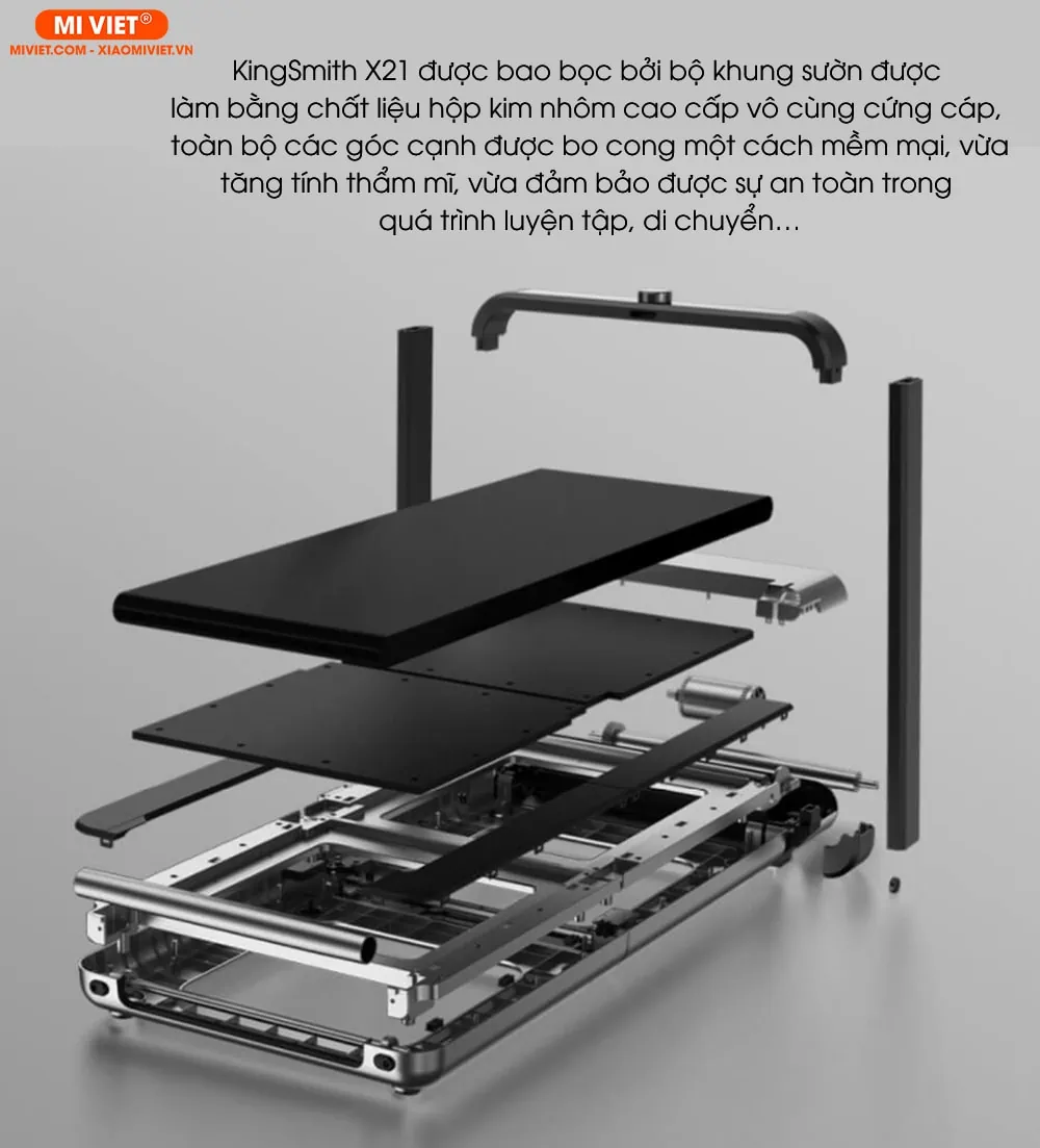 Máy Chạy Bộ KingSmith X21 - Quốc Tế - BH 24 Tháng - Chính Hãng - Full VAT Bộ khung bằng hộp kim nhôm chắc chắn, bền bỉ