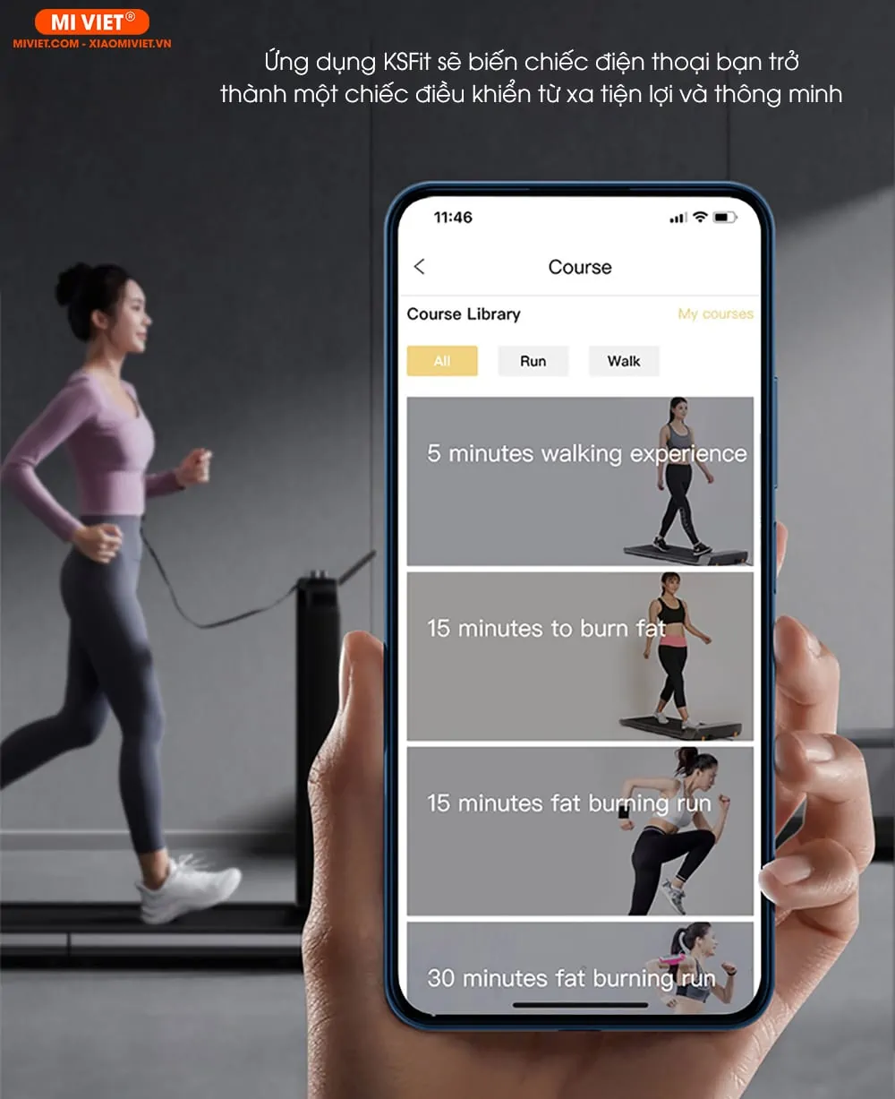 Máy Chạy Bộ KingSmith X21 - Quốc Tế - BH 24 Tháng - Chính Hãng - Full VAT Kết nối máy với điện thoại thông minh