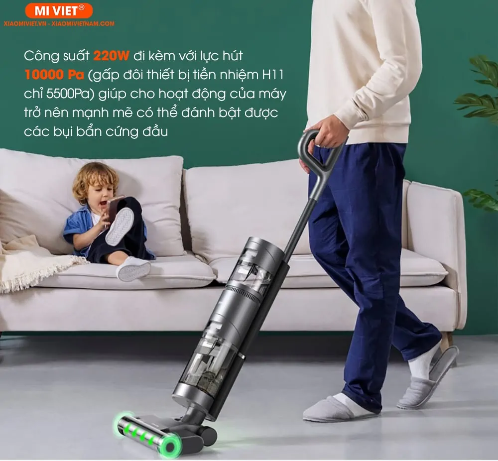 Động cơ mạnh mẽ với lực hút 10000Pa