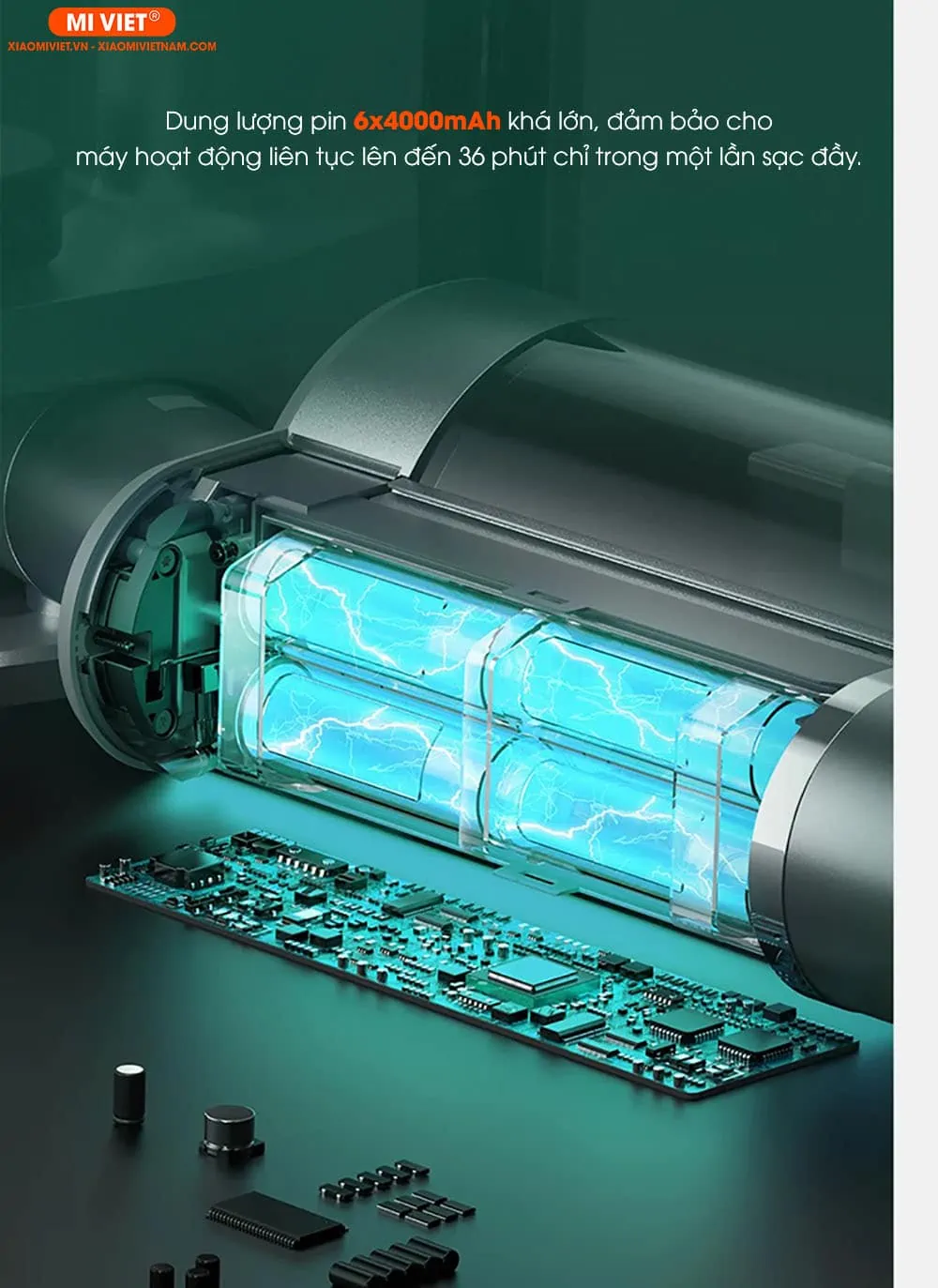 Dung lượng pin 6x4000 mAh – Giảm tiếng ồn tốt đa