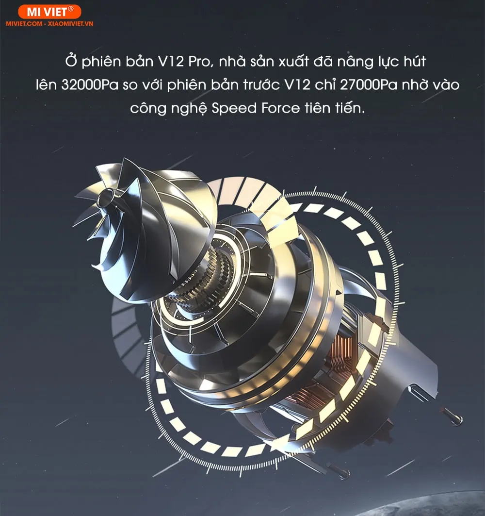 Lực hút 32000Pa mạnh mẽ, vượt trội