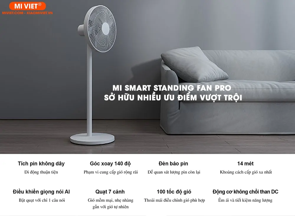 Mi Smart Standing Fan Pro sở hữu nhiều ưu điểm vượt trội