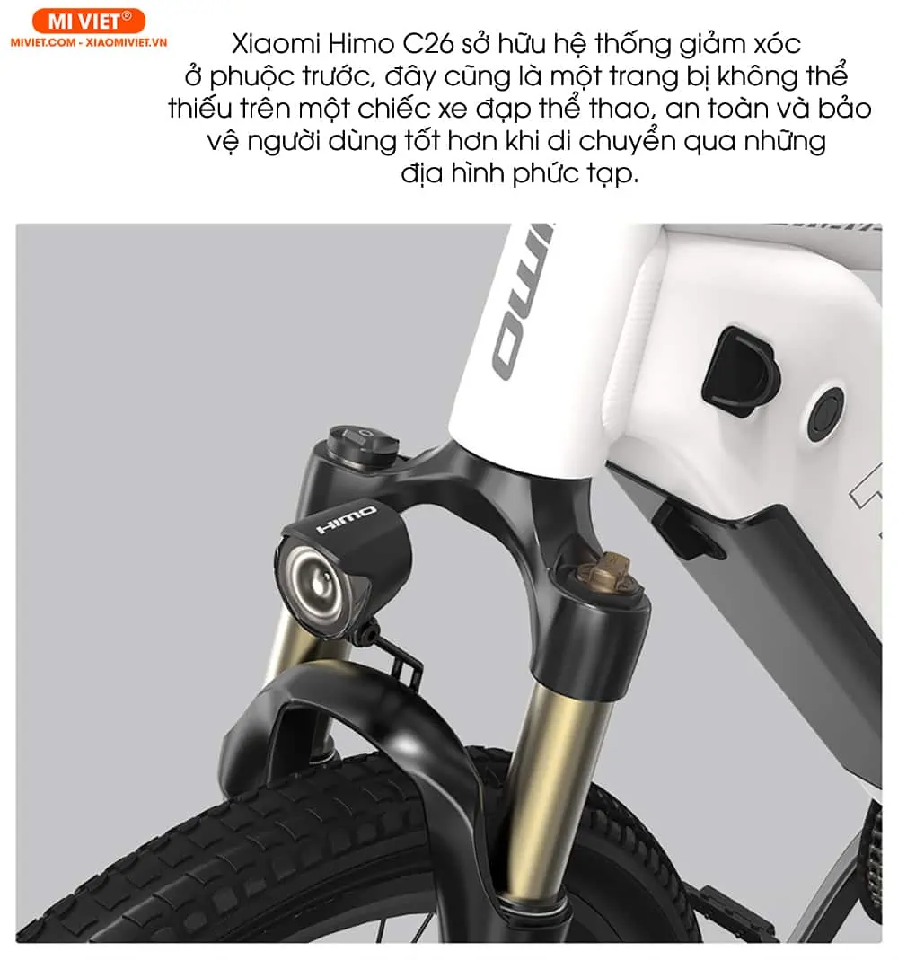 Xe đạp điện trợ lực Xiaomi Himo C26 Chống xóc tốt, hệ thống phanh nhạy, an toàn