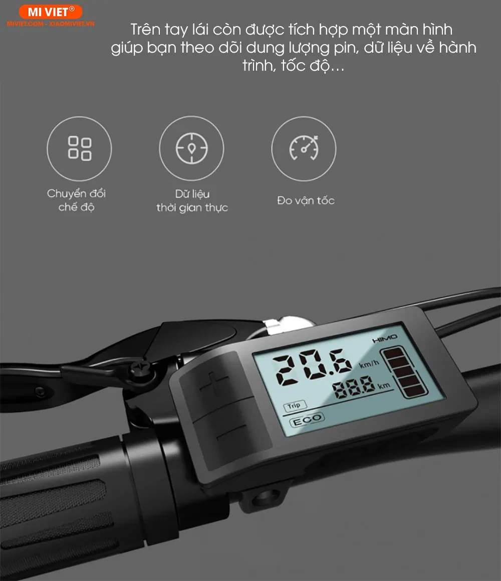 Xe đạp điện trợ lực Xiaomi Himo C26 Màn hình tích hợp trên tay lái theo dõi các thông tin dễ dàng