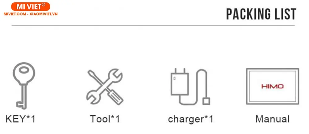 Xe đạp điện trợ lực Xiaomi Himo C26 Phụ kiện đi kèm trên Xe đạp điện trợ lực Xiaomi Himo C26