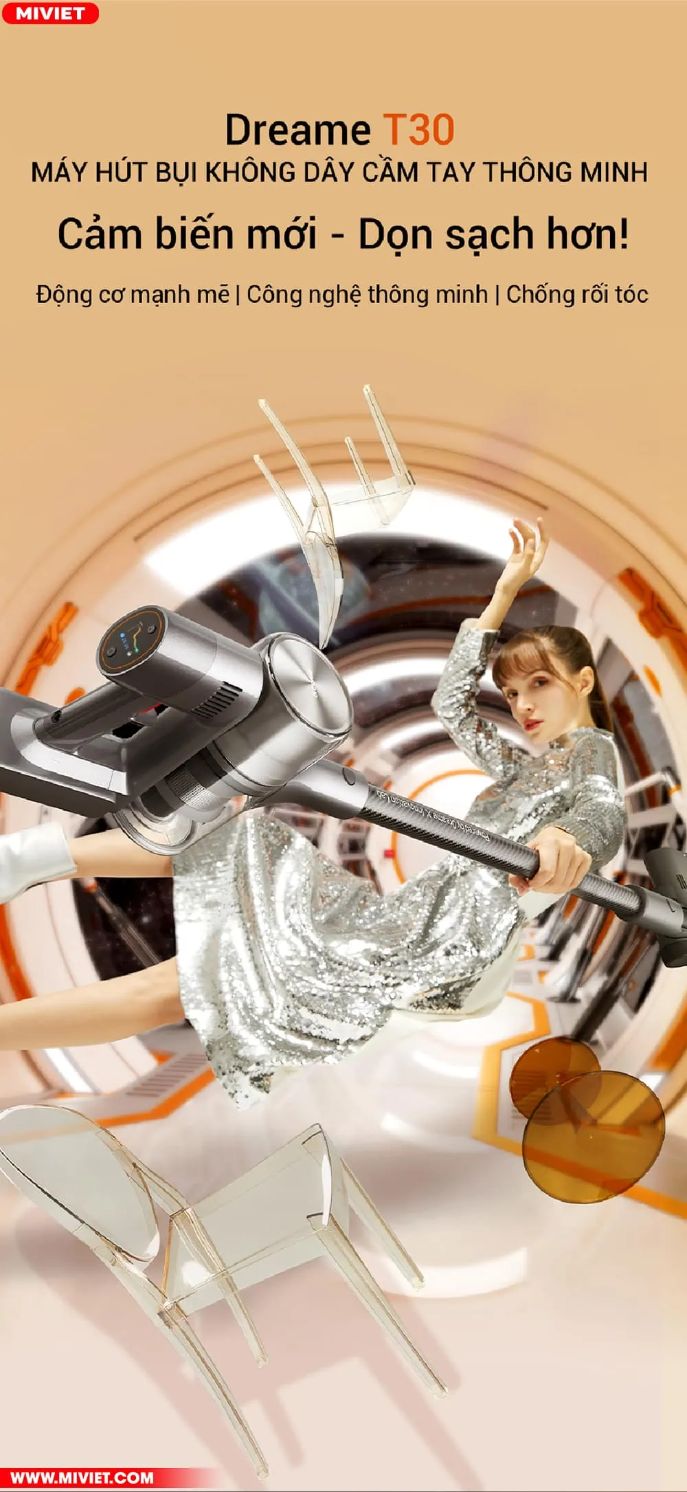 Máy hút bụi cầm tay cao cấp - Không dây Dreame T30 Máy hút bụi cầm tay không dây Dreame T30