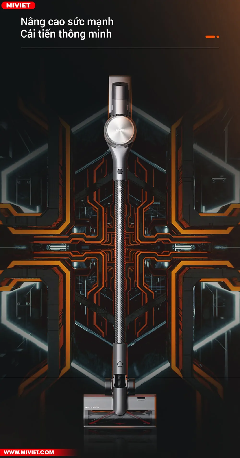 Máy hút bụi cầm tay cao cấp - Không dây Dreame T30 Vòi phun bằng sợi carbon