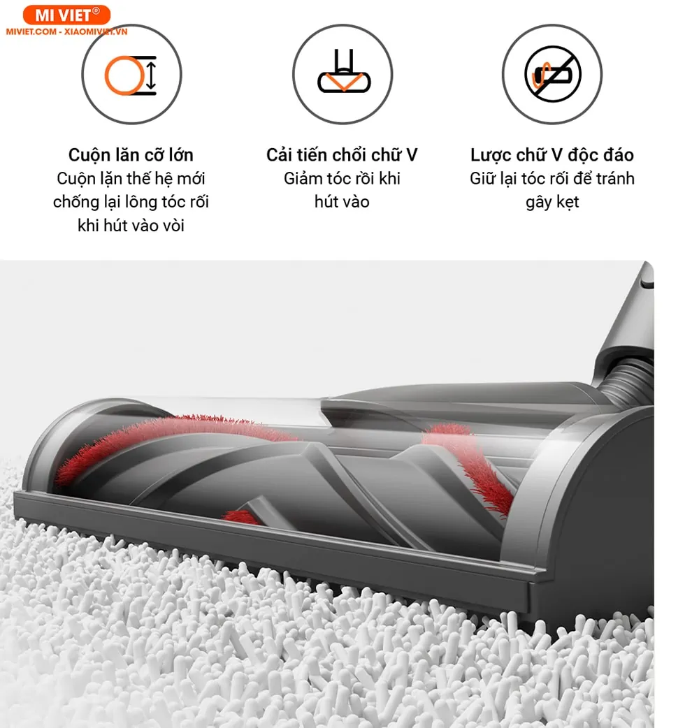 Máy hút bụi cầm tay cao cấp - Không dây Dreame T30 Bàn chải chữ V chống rối