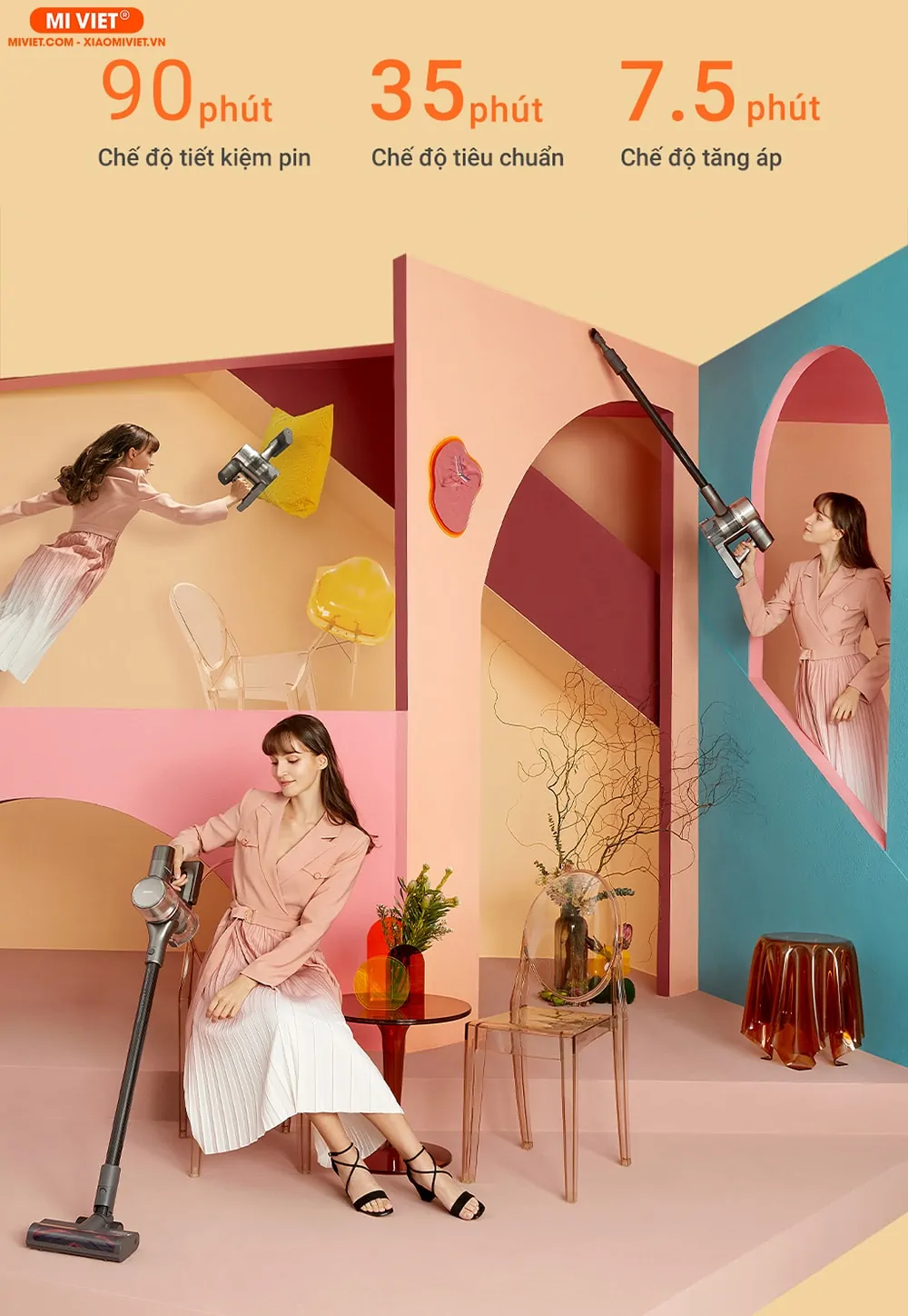 Máy hút bụi cầm tay cao cấp - Không dây Dreame T30 Dung lượng pin lớn sử dụng đến 90 phút đi kèm chế độ làm mát