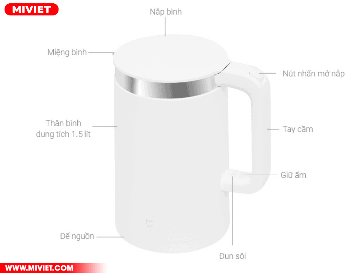 Ấm đun nước siêu tốc Xiaomi Mi Smart Kettle Pro GL Thông số kĩ thuật của Ấm đun nước Pro-GL