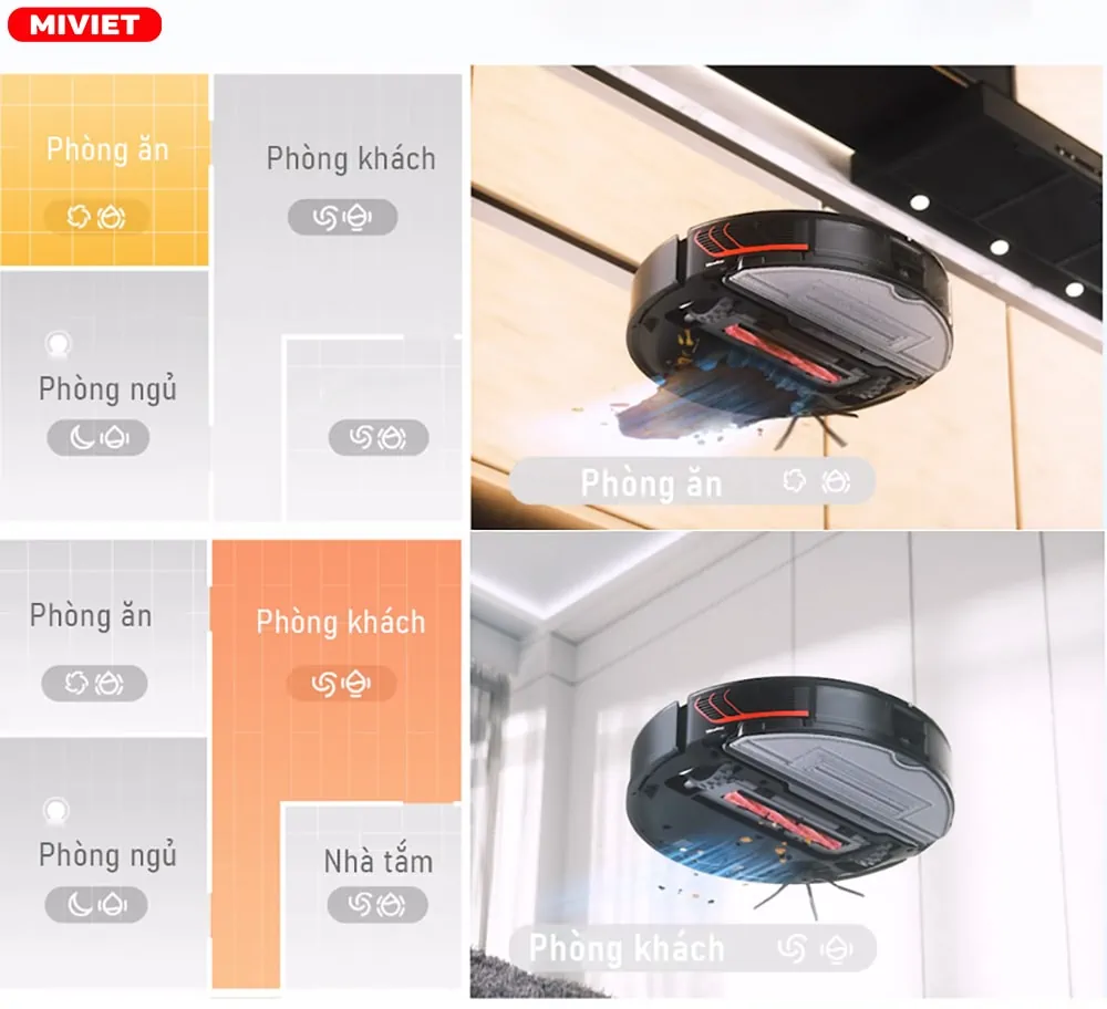 Robot hút bụi lau nhà Roborock S7 MaxV Ultra - Best Seller Hoạch định chế độ làm việc cho từng phòng riêng biệt
