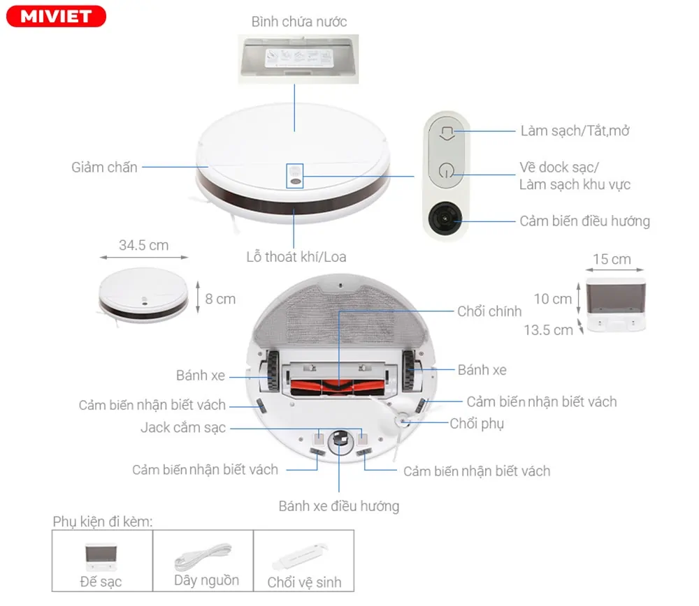 Robot hút bụi lau nhà Vacuum Mop 2 Lite - Quốc Tế Chi tiết trên Xiaomi Vacuum Mop 2 Lite