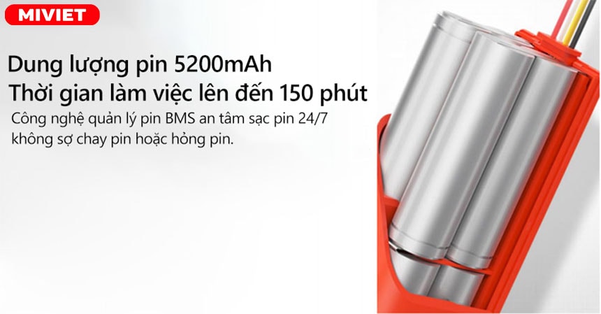 So sánh robot hút bụi lau nhà Dreame D9 và D9 Pro Dung lượng pin 5200 mAh kéo dài đến 150 phút hoạt động