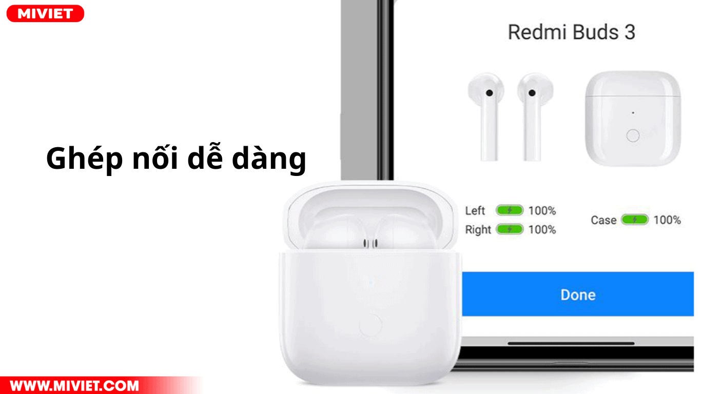 Tai nghe Bluetooth True Wireless Redmi Buds 3 Quy trình ghép nối của Redmi Buds 3 đơn giản
