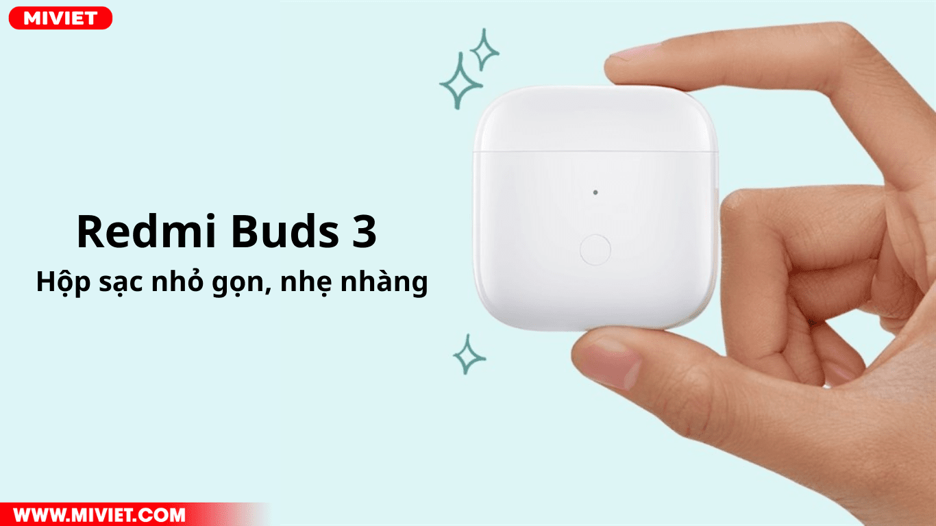 Tai nghe Bluetooth True Wireless Redmi Buds 3 Hộp sạc nhỏ gọn, tiện dùng Redmi Buds 3