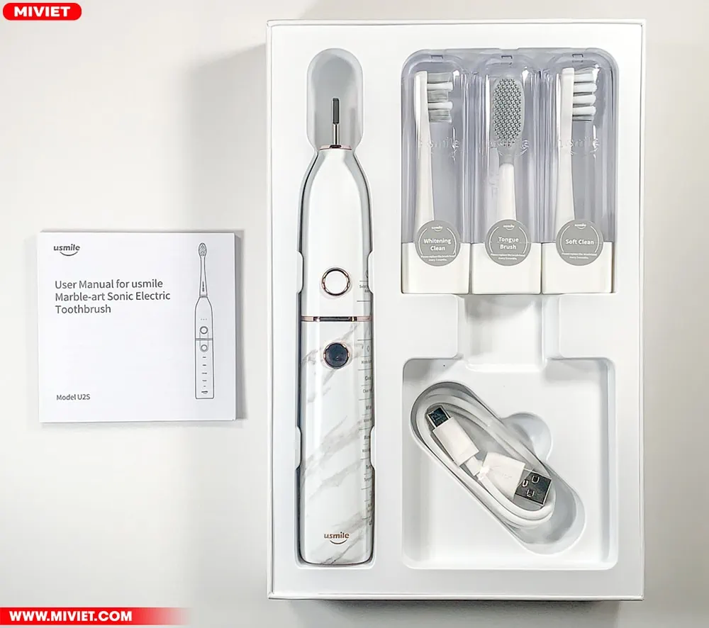 Bộ sản phẩm bàn chải điện sóng siêu âm usmile U2S