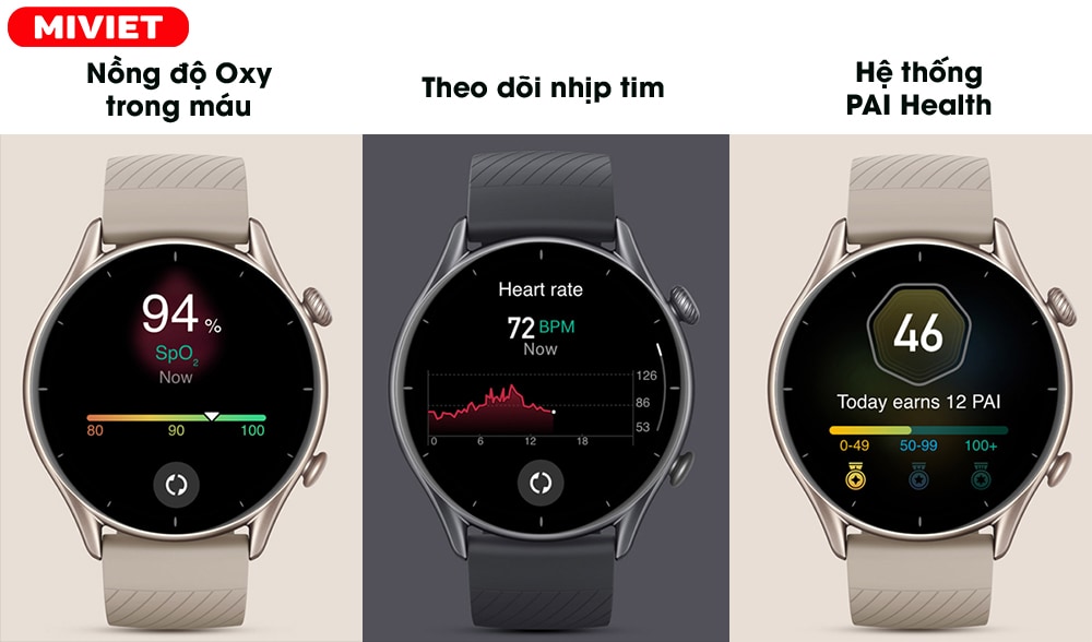 Đồng hồ thông minh Amazfit GTR 3 Theo dõi sức khỏe với độ chính xác cao