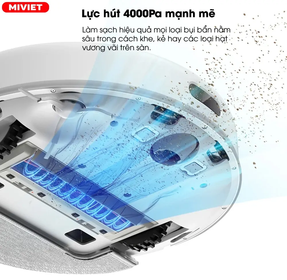 D10 Plus sở hữu lực hút 4000Pa mạnh mẽ