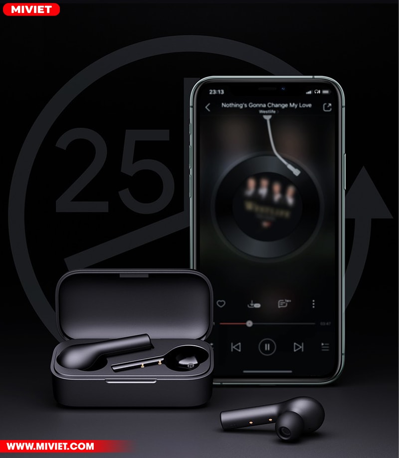 Tai nghe không dây Aukey EP-T21 Thời lượng pin dài tối ưu cho 25 giờ sử dụng liên tục