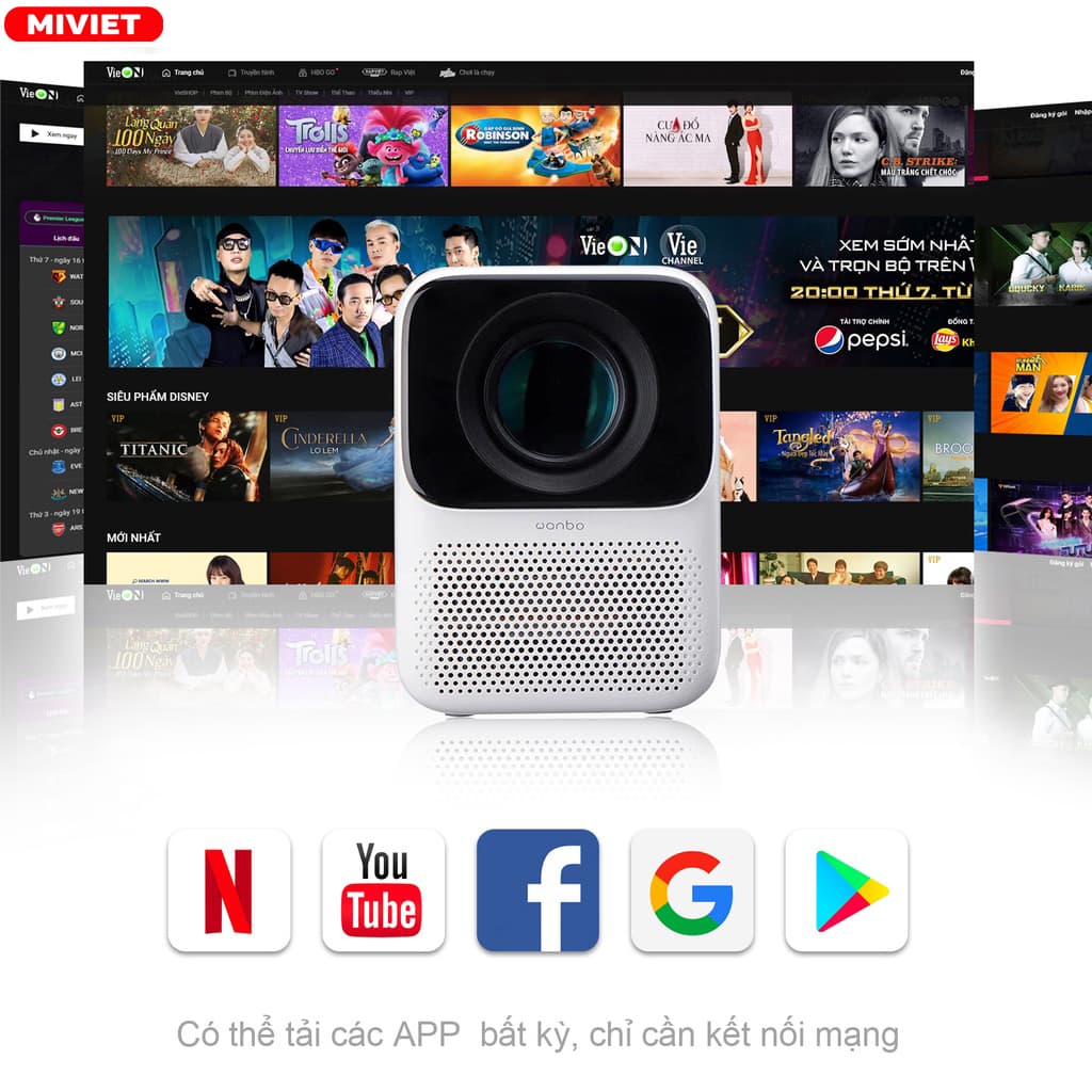 Máy chiếu thông minh mini Wanbo T2 Max Hệ điều hành Android với kho giải trí đa dạng