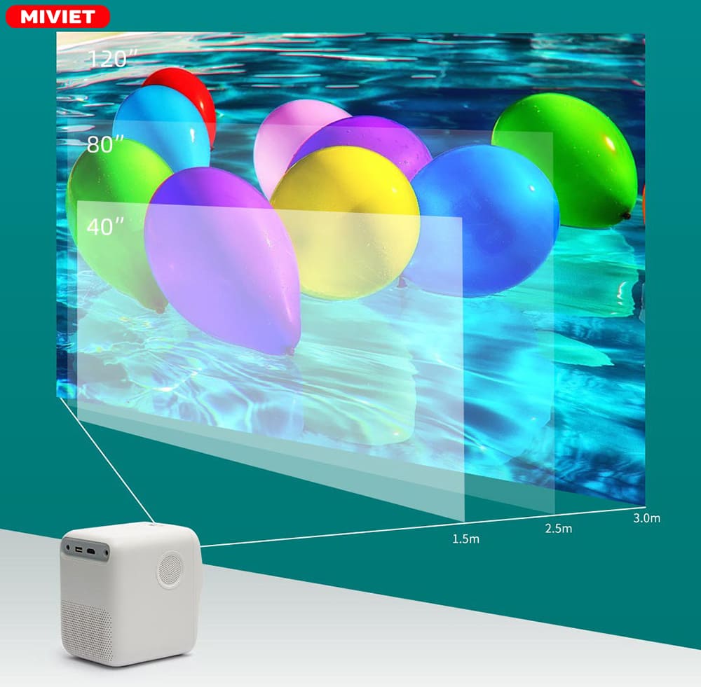 Máy chiếu thông minh mini Wanbo T2 Max Màn chiếu rộng kích thước từ 40 – 120 inch