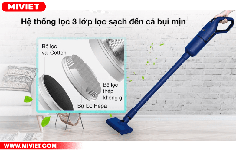 Máy hút bụi cầm tay - Có dây Deerma DX1000 Deerma DEM DX1000 với 3 màn lọc