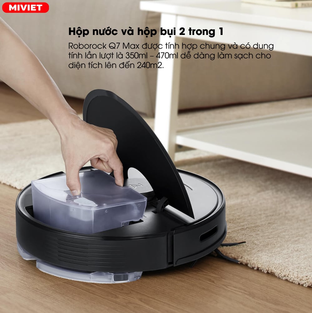 Robot hút bụi lau nhà Xiaomi Roborock Q7 Max – Bản Quốc Tế Hộp nước và hộp bụi 2 trong 1