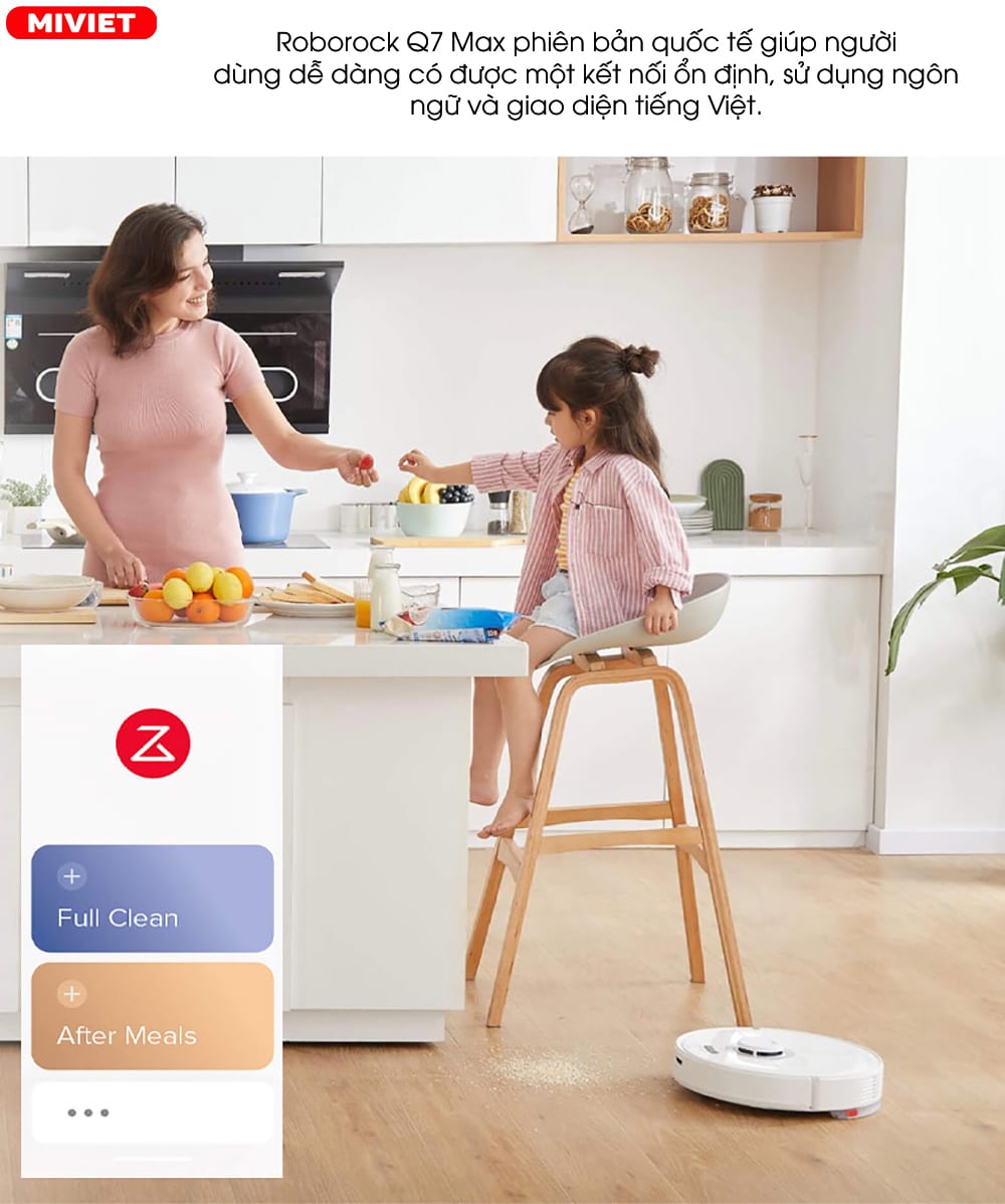 Robot hút bụi lau nhà Xiaomi Roborock Q7 Max – Bản Quốc Tế Kết nối và điều khiển từ xa trên App Roborock