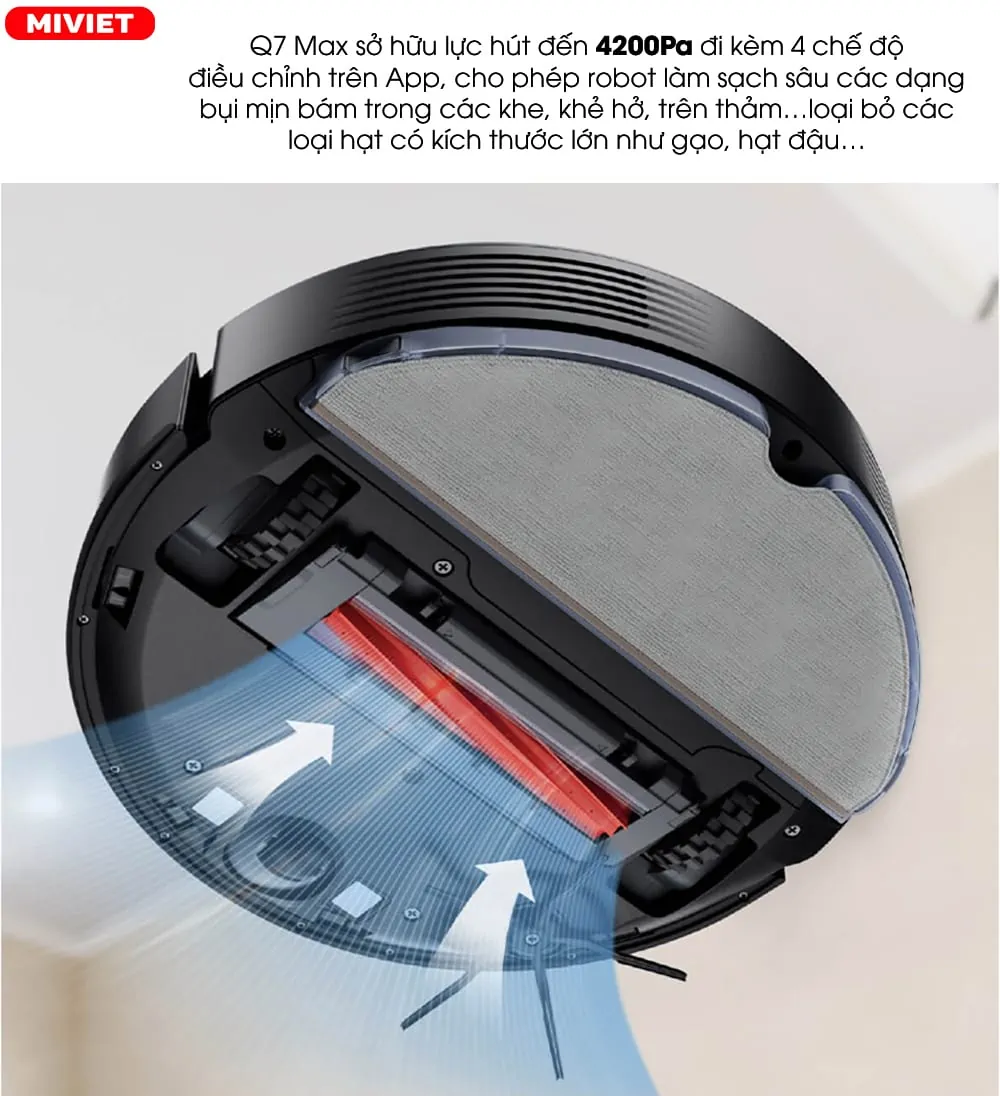 Lực hút 4200Pa mạnh mẽ