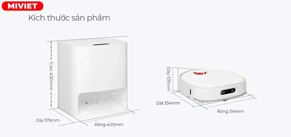 Kích thước sản phẩm Dreame W10 Pro