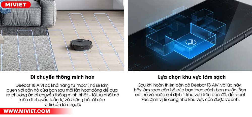Di chuyển thông minh, lựa chọn khu vực làm sạch