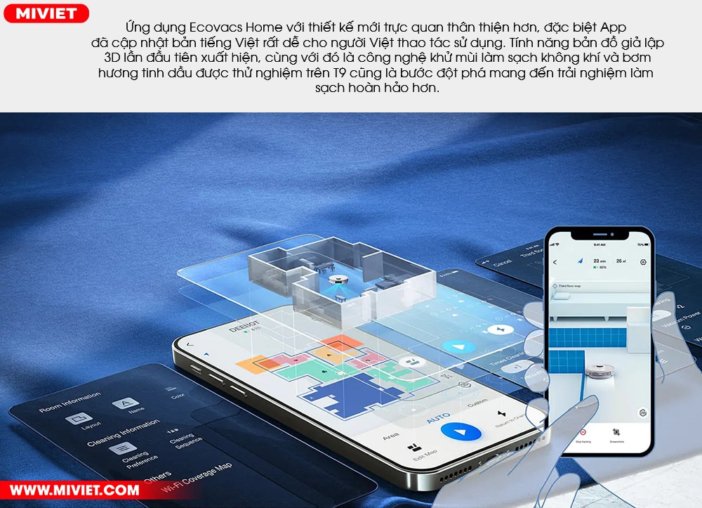 Robot hút bụi lau nhà Ecovacs Deebot T9 Ecovacs Home App luôn nâng cấp để phục vụ bạn