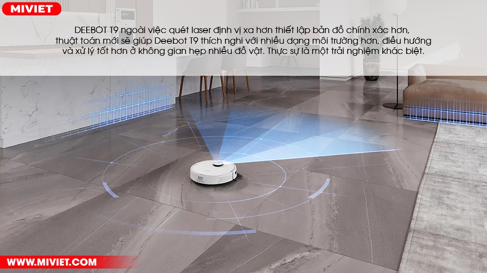 Robot hút bụi lau nhà Ecovacs Deebot T9 Hệ thống lập bản đồ TrueMapping 2.0