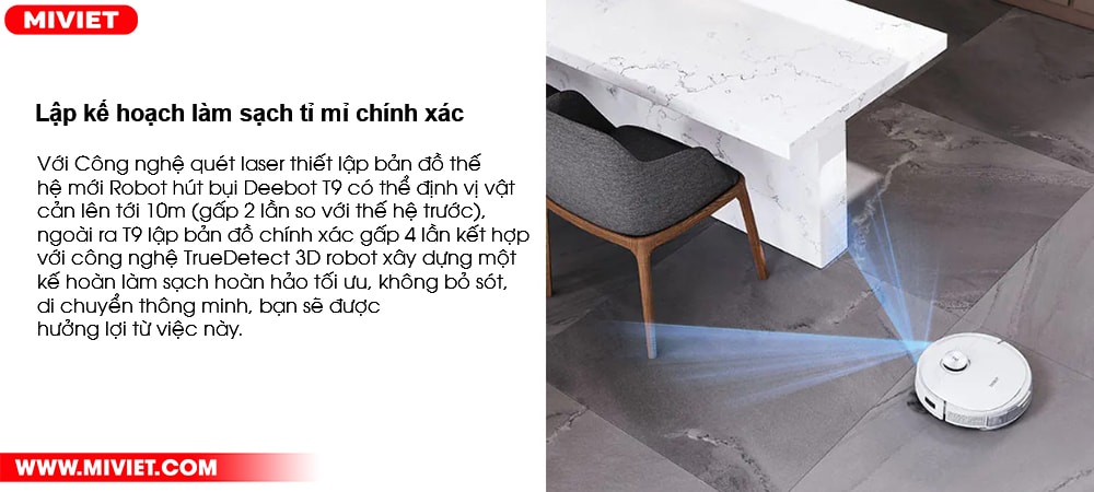 Robot hút bụi lau nhà Ecovacs Deebot T9 Lập kế hoạch làm sạch tỉ mỉ chính xác