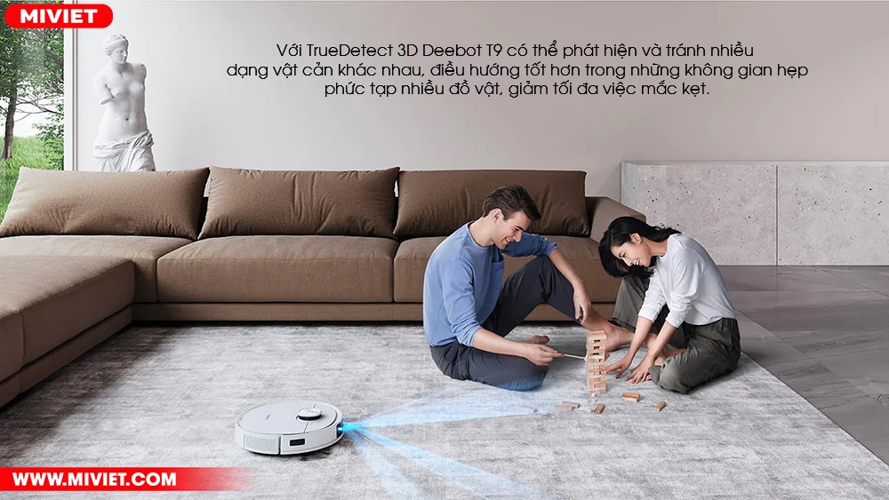 Robot hút bụi lau nhà Ecovacs Deebot T9 TrueDetect 3D 2.0 nhận biết, tránh đồ vật tốt hơn