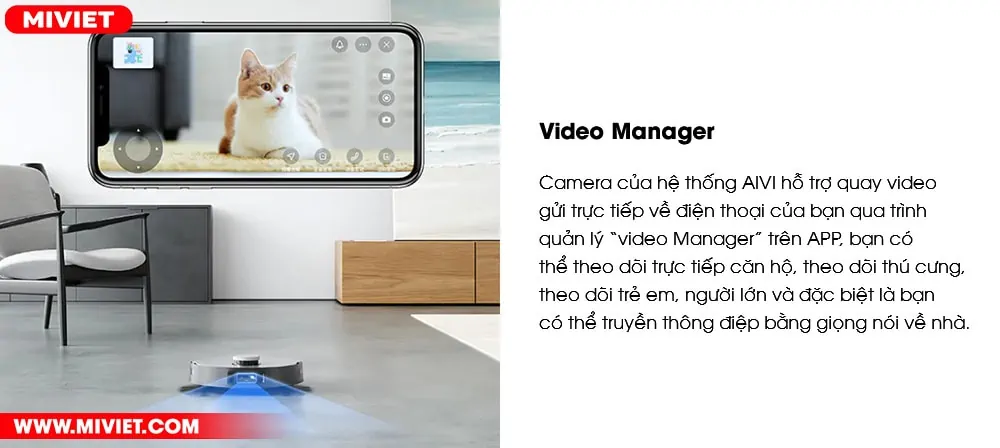 Camera của hệ thống AIVI hỗ trợ quay video gửi trực tiếp về điện thoại
