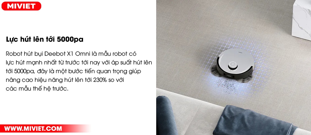 Lực hút lên tới 5000pa