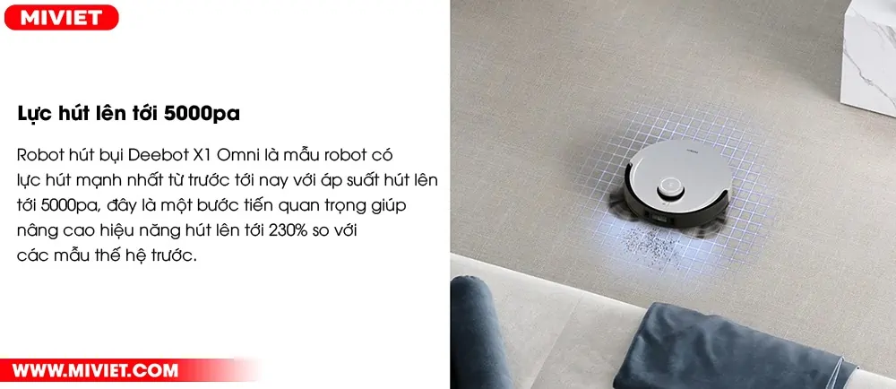 Lực hút lên tới 5000pa