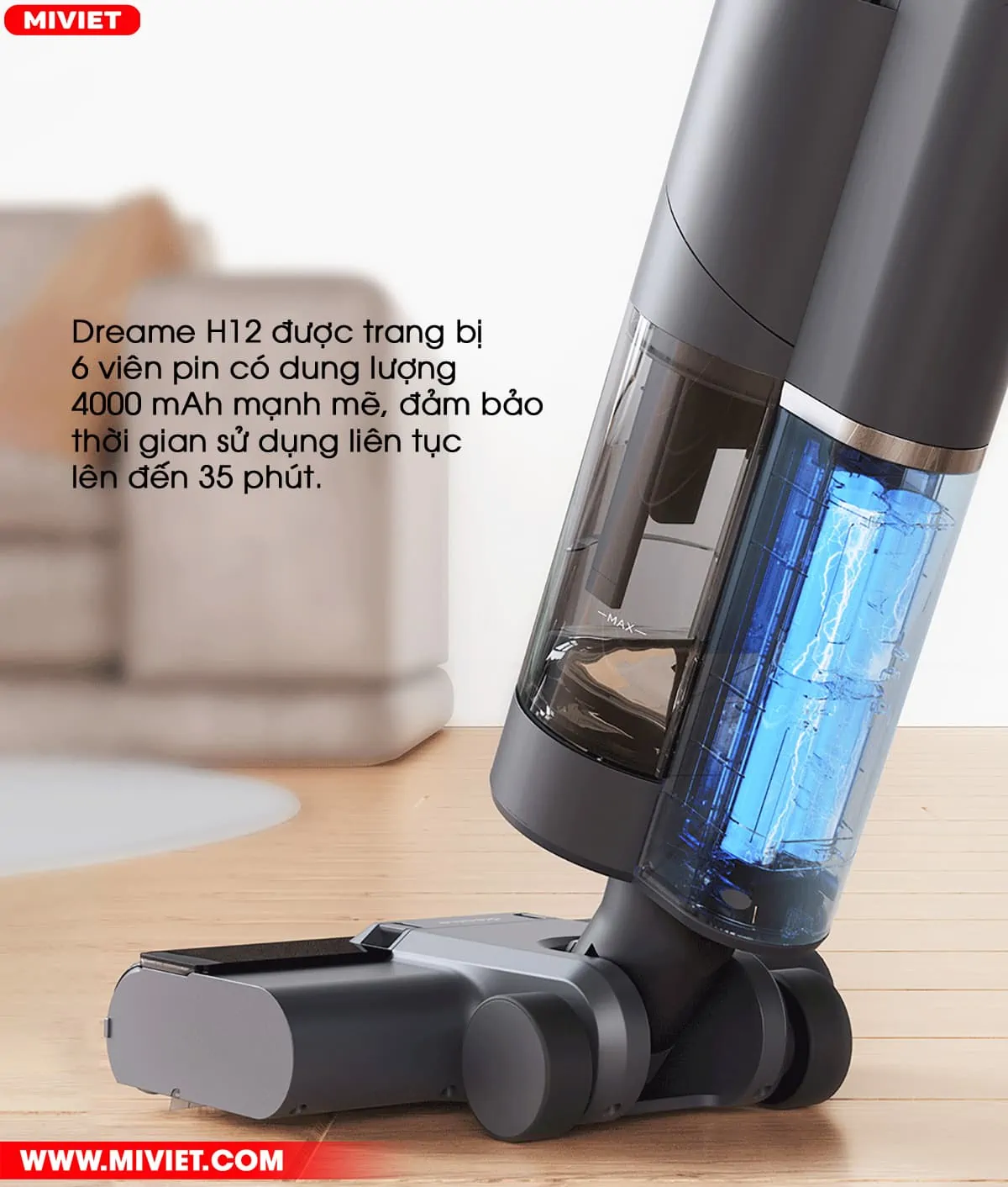 Dung lượng pin lớn tối ưu cho 35 phút hoạt động liên tục