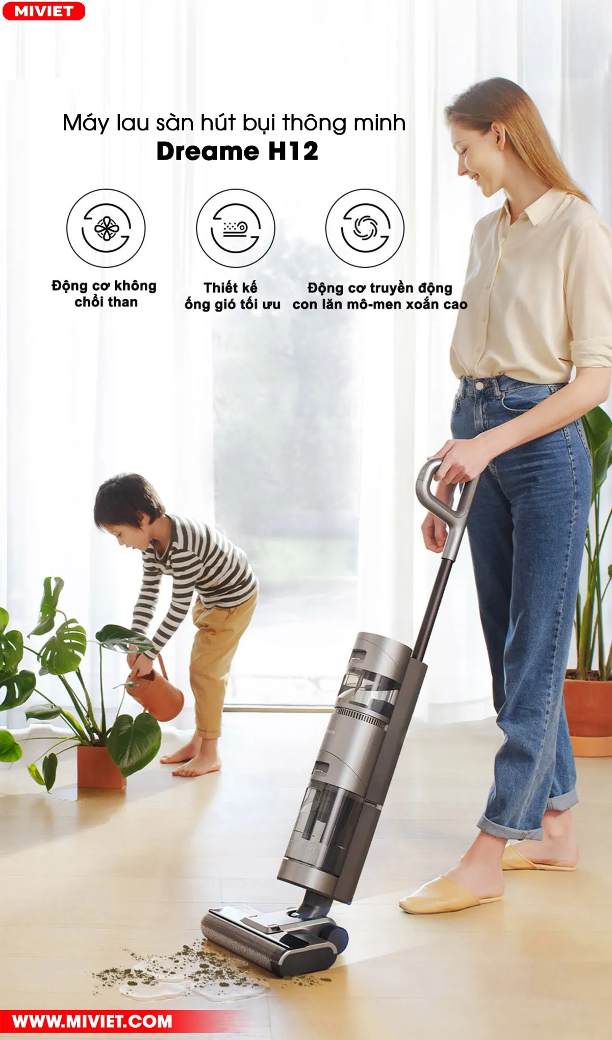 Máy lau sàn hút bụi thông minh Dreame H12 - Bản Quốc Tế