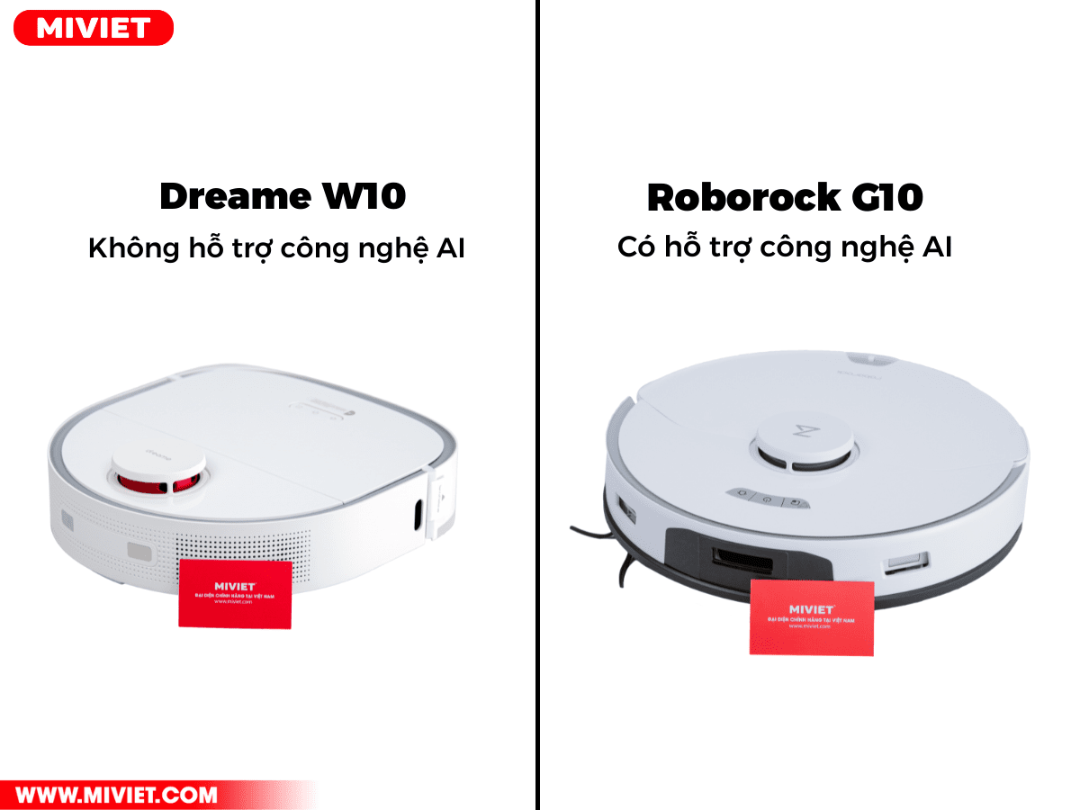 So sánh robot hút bụi Dreame W10 và Roborock G10 Cảm biến nhận diện thảm của Dreame W10 và Roborock G10