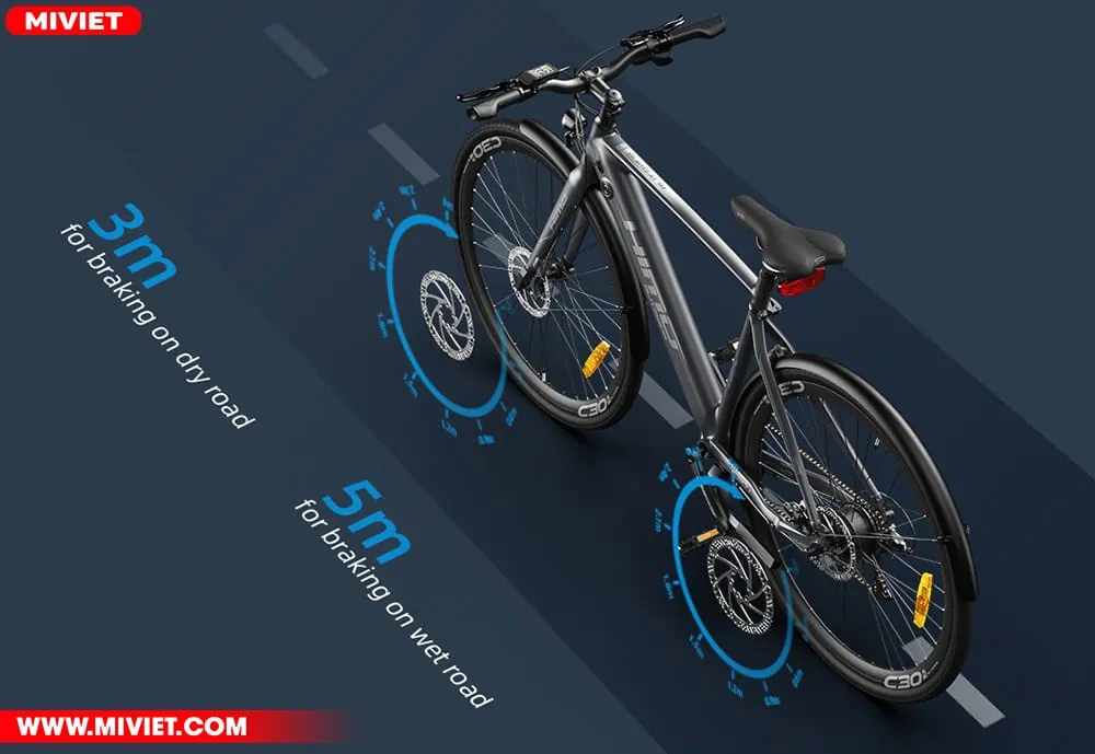 Phanh đĩa trước và sau, an toàn khi di chuyển